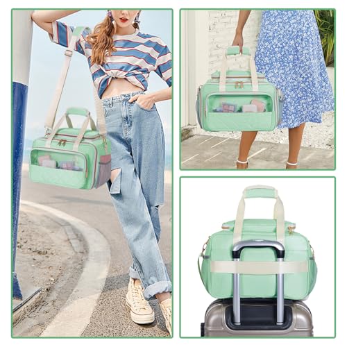 Large Makeup Bag for Women, Wide-Open Design Multifunctional Compartments, for Toiletries, Cosmetics, Brushes & Beauty Tools (Green) - color: Green
