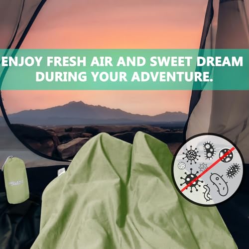 Frelaxy Sleeping Bag Liner, XL Travel Sheet for Camping, Hotels and Hostels - color: Light Green - No Zipper