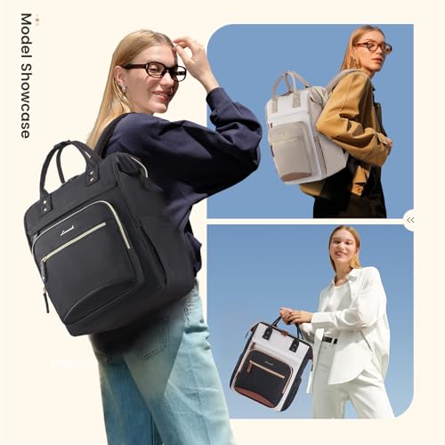 LOVEVOOK Laptop Backpack Women, 15.6 Inch Work Backpack - color: Black, size: 15.6INCH