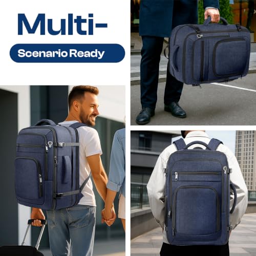 Expandable 1-7 Days Travel Backpack,TSA Approved Carry On Backpack - color: Blue, size: 18.4Inch
