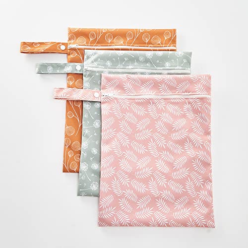 Happy Flute 3 Set Wet Bag Storage Bag Waterproof Washable for Baby - color: Dandelion