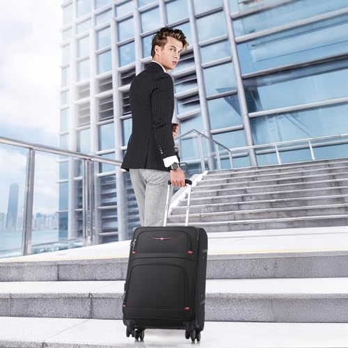 ROPLUS Softside Expandable Luggage with 4 Spinner Wheels, Durable Carry-On Luggage Suitcase (Coffee, 2-Piece Set 21/25) - color: Coffee, size: 2-Piece Set (21/25)