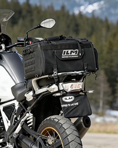 ILM Motorcycle Tail Bag 50-70L Expandable, Rain Cover Included Model BL02