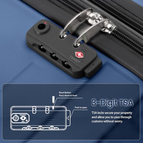 AnyZip Expandable Luggage, 24 Inch Hard Shell Checked Suitcase, Rolling Lightweight Travel Suitcases with Wheels TSA Lock (Blue)