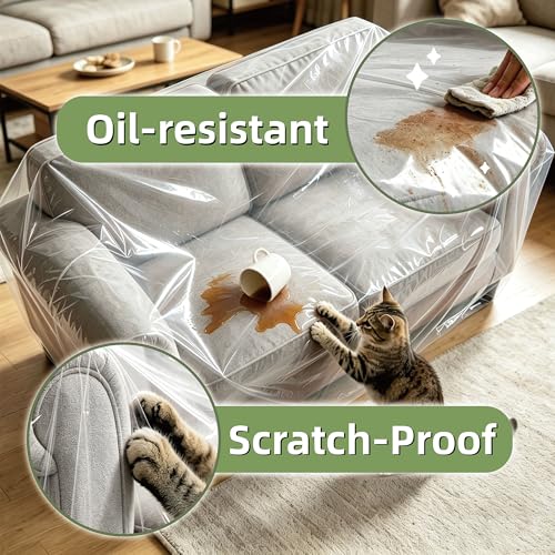 Plastic Clear Sofa Loveseat Furniture Covers for Moving Storage - size: for Loveseat