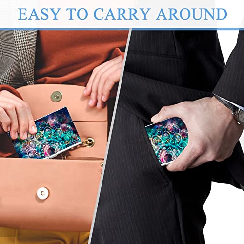 Business Card Holder,Color Printing Men's and Women's Business Card Case,Ultra-Thin Metal Business Card Organizer,Carry-on Pocket Wallet Business Card Holder,Mandala - color: Mandala