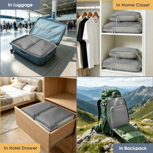 8-Set Compression Packing Cubes for Travel - color: Dark Gray, size: 8-Set
