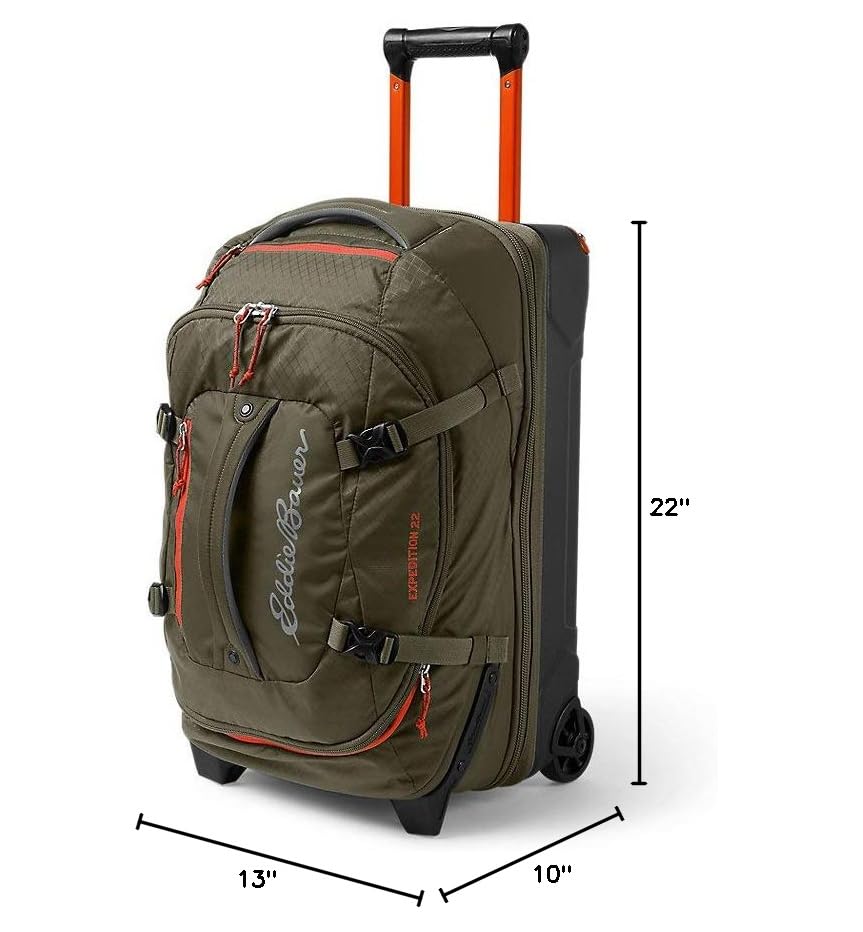 Eddie Bauer Expedition Rolling Duffel Bag with Wheels - Dark Thyme, 22" - color: Dark Thyme, size: 22" (Carry-On)