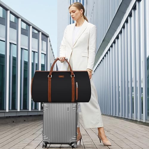 Convertible 2-in-1 Garment Bags for Travel with Waterproof Shoe Compartment - color: 2-Black