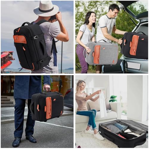 Lumesner 40L Expandable Carry On Travel Backpack with 4 Packing Cubes - color: Black, size: 20 inches
