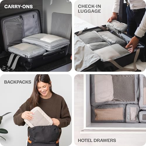 Aerotrunk Compression Packing Cubes for Travel, 4-Pack, Light Grey - color: Light Grey, size: 4-Pack