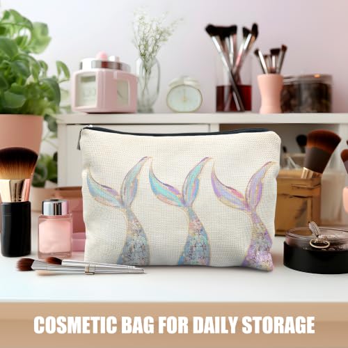 Mermaid Gifts for Women Cosmetic Makeup Bag - color: Preppy Beach Ocean Pastel Mermaid