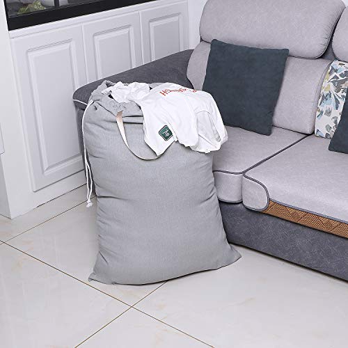 Heavy Duty Laundry Bag with Drawstring and Handle, Extra Large Travel Dirty Clothes Bag for Laundromat and Household, Durable Rip-Stop Laundry Hamper Liner, 28 x 40 Inch, Gray - color: Gray