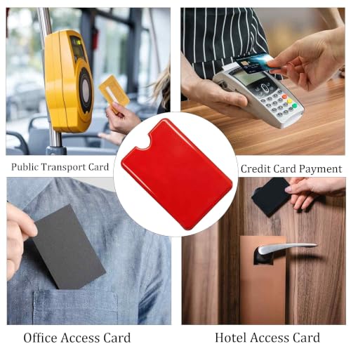 RFID Blocking Sleeves, 20 Pack Credit Card and Passport Protector Sleeves, Secure Anti-Theft Card Holder, Identity Protection for NFC Debit Cards, Travel Wallet & Purse, Red - color: Red