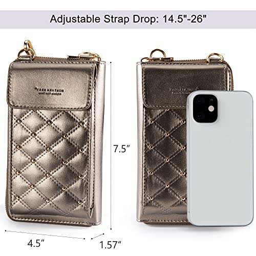 Montana West Crossbody Cell Phone Purse for Women RFID Blocking Cellphone Wallet - color: Bronze