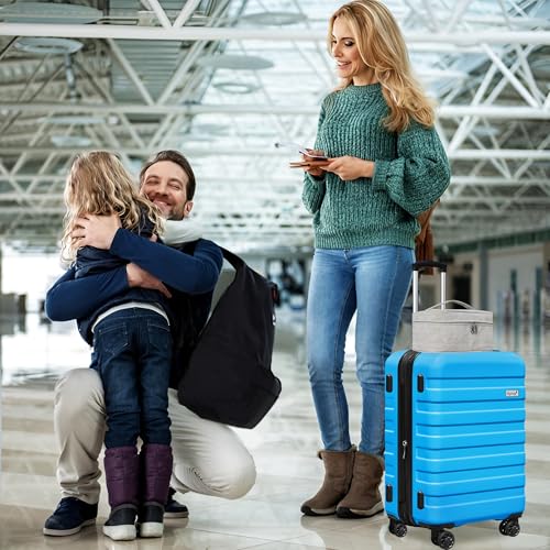 KEYTANG Zebra 20" Expandable Carry-On, Lightweight Hardshell Suitcase with Spinner Wheels,Blue - color: Blue, size: 555-Carry-on