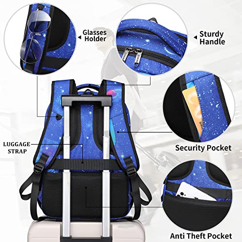 DUSLANG 17 Inch Travel Laptop Backpack Water Resistant College Backpack for Men Laptop Bag with USB Charging Port,Sky Blue - color: Sky Blue