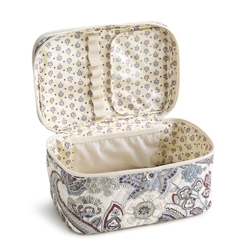 Vera Bradley Women's Premium Cotton Brush Up Cosmetic Case – Makeup Organizer & Toiletry Storage – Neutral Rhapsody - color: Neutral Rhapsody