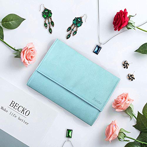 Becko US 여행용 주얼리 케이스, 목걸이, 반지용 주얼리 오거나이저 롤 - color: 블루.