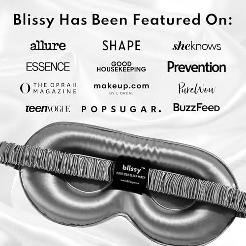 Blissy Silk Sleep Mask - 100% Mulberry 22-Momme - Grey - Profile - color: Grey