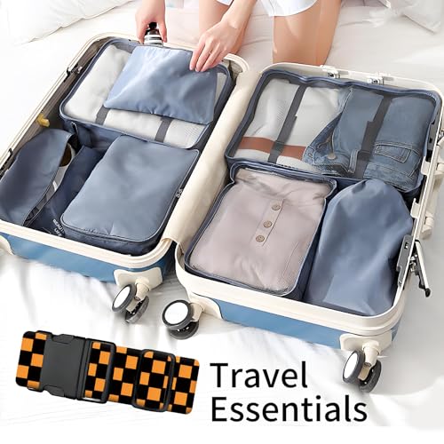 Luggage Straps for Suitcases, Heavy Duty Travel Belt with Quick-Release Buckle, Adjustable Suitcase Strap, Cute Luggage Accessories for Travel Black Yellow Checkerboard - color: Black Yellow Checkerboard