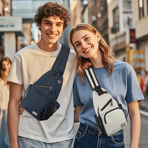 Geestock Convertible Sling Bag Crossbody Backpack for Women Men, Navy Blue - color: Navy Blue, size: Large