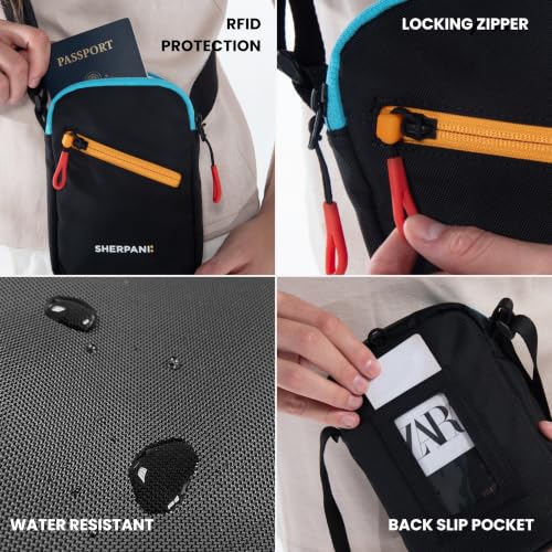 Sherpani Rogue, RFID Mini Crossbody Bag for Women | Small Shoulder Bag, Cell Phone Purse, Passport Holder, Locking Zipper, Water Resistant, Plastic Hardware, Travel Gift for Her - color: Dune