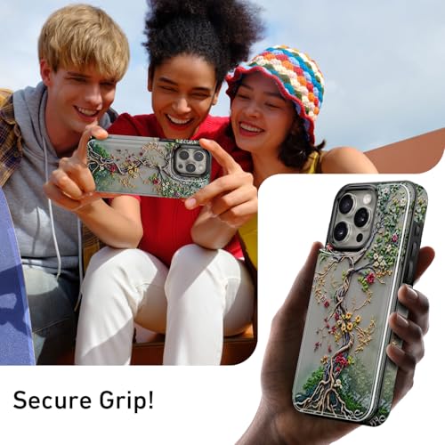 FUNMIKO for iPhone 14 Pro Max Wallet Case, Card Holder, RFID-Blocking - color: Blooming Tree of Life, size: iPhone 14 Pro Max