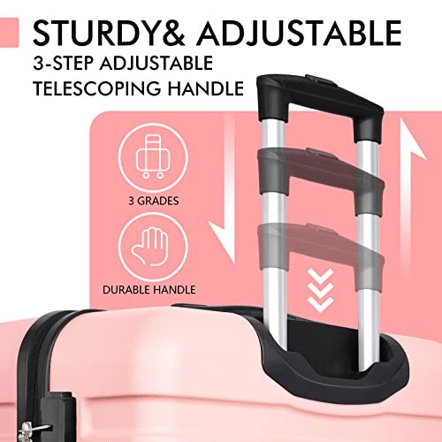 AnyZip Luggage PC ABS Hardside Lightweight Suitcase with 4 Universal Wheels TSA Lock Carry-On 20 Inch Pink - color: Pink, size: 20" Carry-On
