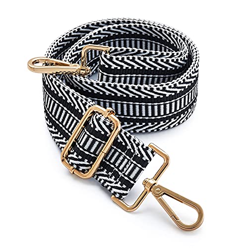 S-Jacorry Purse Strap Replacement Crossbody Wide Shoulder Strap Adjustable Canvas Straps Handbag Strap Replacement Belts - color: Gold Buckle-106