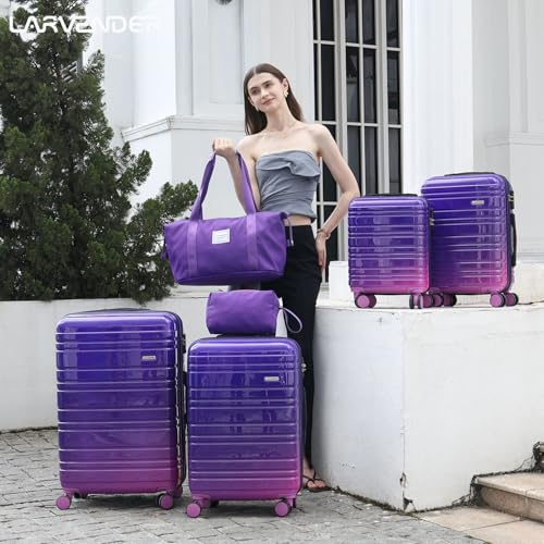 LARVENDER Luggage Sets 6 Piece Expandable Suitcases Set, Midnight Berry - color: Midnight Berry 6PCS, size: Family Set