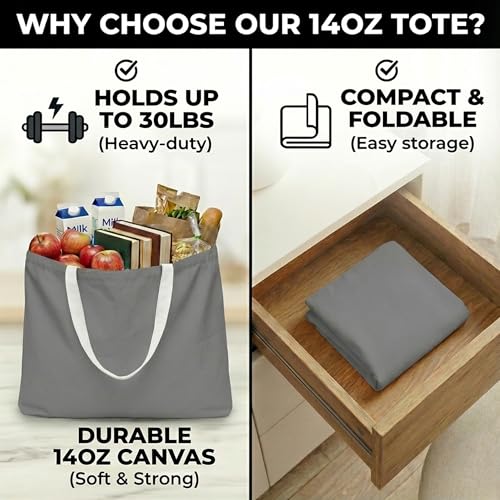 Extra Large Canvas Tote Bag - color: 01-gray