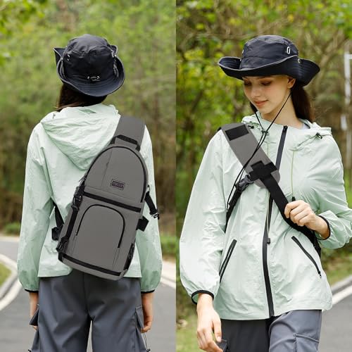 MOSISO Camera Sling Bag, Photography Shoulder Bag Compact Camera Backpack - color: Gray