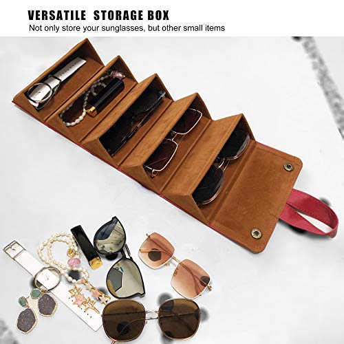 Longjet Sunglasses Organizer Travel Glasses Case Eyeglasses Storage Box - color: Deep Red