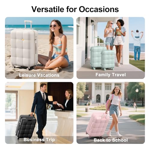 MGB 26" Hardside Suitcases with Wheels,Medium Checked Luggage,Charcoal Grey - color: Charcoal Grey, size: Checked 26 Inch