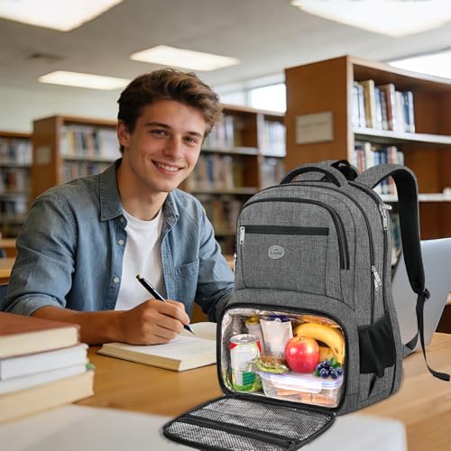 MATEIN Laptop Backpack with Lunch Box, 18 Inch Gray Mens Work Backpack - color: Grey, size: 18 Inch