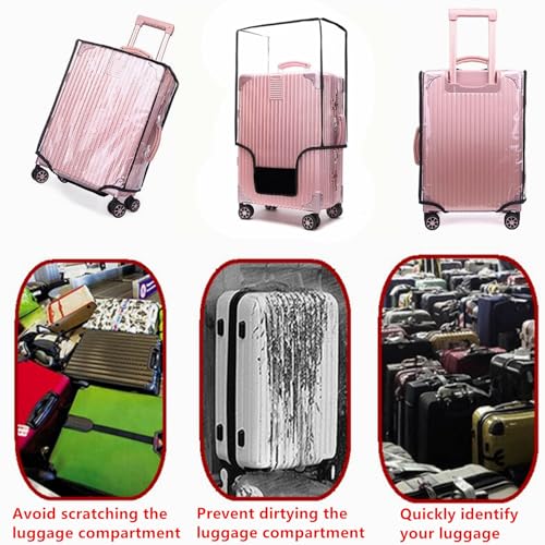 30" Clear PVC Luggage Cover Protectors Thicken Transparent Waterproof Suitcase for Spinner Wheels Suitcase - color: 30 Inch Luggage Cover