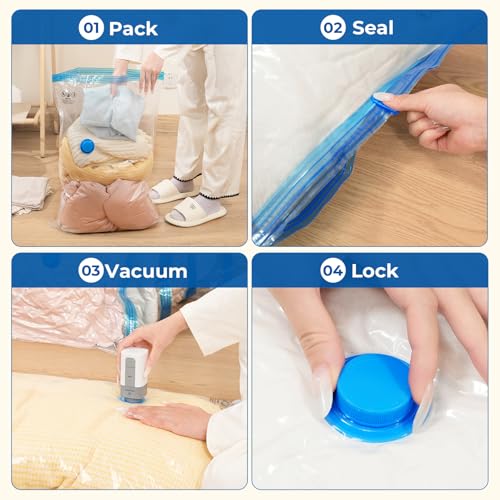ETENWOLF 15 Combo Vacuum Storage Bags for Travel with Wireless Pump - size: 15 Travel Size-E