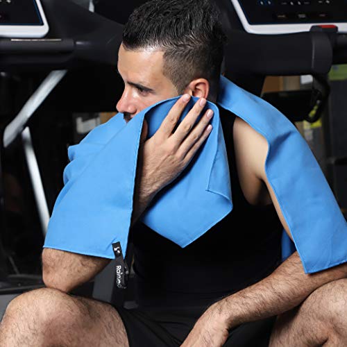 Rainleaf Microfiber Towel Quick Dry Camping & Travel & Gym Towel. Compact - color: Blue, size: 24.00" x 12.00"