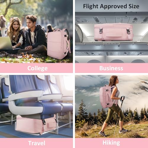 Taygeer Laptop Backpack for Women, TSA Friendly 40l Carry On Mochila - color: Amourpink, size: X-Large