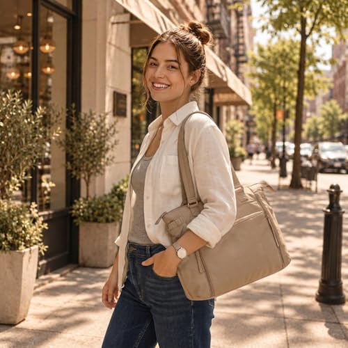 MOMINSIDE Diaper Bag Tote with Changing Station Convertible Diaper Bag Backpack Tote pañaleras para bebe Large Baby Bag, Hospital Bag Mommy Bag Travel Diaper Bag for Mom,16 Pockets, Khaki - color: Khaki