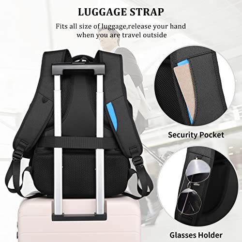 DUSLANG Anti-Theft Laptop Backpack, Black, 15.6-14-13 Inch Laptop Sleeve, USB Charging Port - color: Black