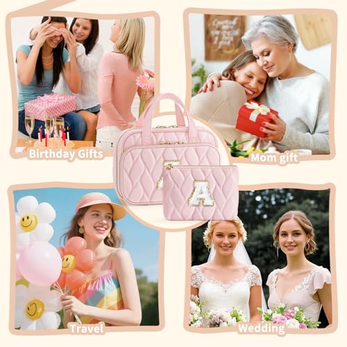 YOOLIFE Hanging Bag Initial Travel Toiletry Bag Large Capacity Personalized Toiletry for Traveling Women Travel Gifts for Women R - color: Pink, style: R