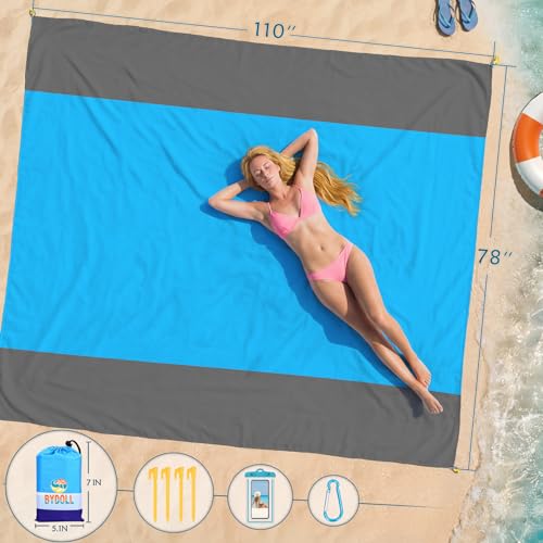 비치 담요 방수 모래 방지 대형 298.1cm x 203.5cm(78인치 x 81인치)/3m x 22 - color: 블루 그레이2, size: 78인치 x 110인치