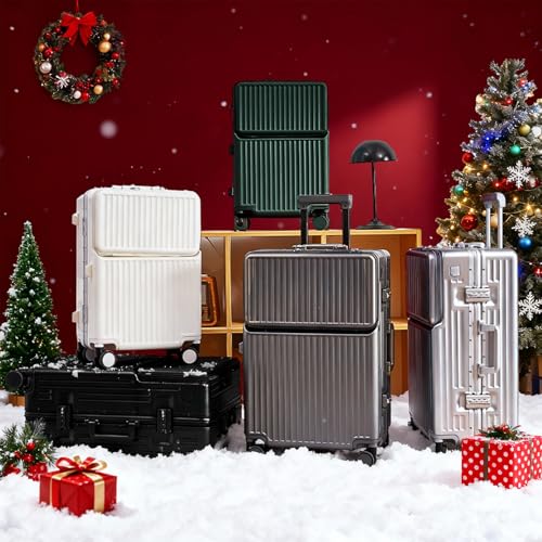 Carry on suitcase Zipperless Luggage,Polycarbonate Aluminum Hard Shell, Expandable Carry-On Suitcase with Spinner Wheels, 24 Inch Cabin - color: silver, size: 24 inch