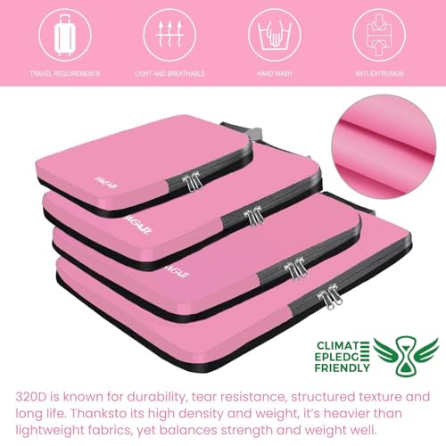 BAGAIL 4 Set/6 Set/8 Set Compression Packing Cubes Travel Accessories Expandable Packing Organizers (Cloth Pattern, 4-Pink) - color: 4-Pink, style: Cloth Pattern