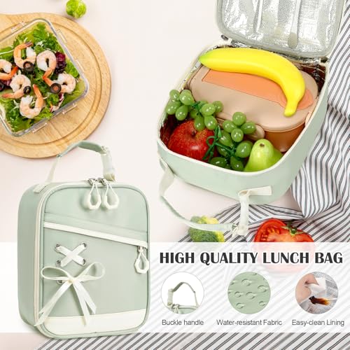 DIGOBAY Backpacks for Girls 3PCS School Backpack Lunch Box Pencil Pouch - color: Green