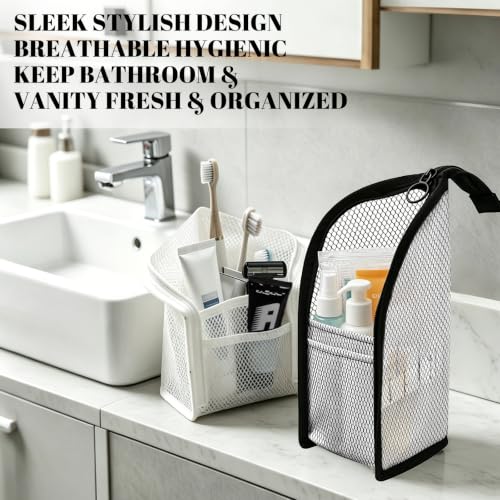 2 Pack Standing Toiletry Bag, Waterproof EVA Travel Organizer Black & White