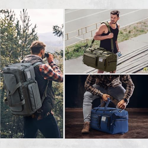 G4Free 3-in-2 Duffle Bag Travel Gym Sports, Large Tactical Duffel Backpack - color: Dark Tan