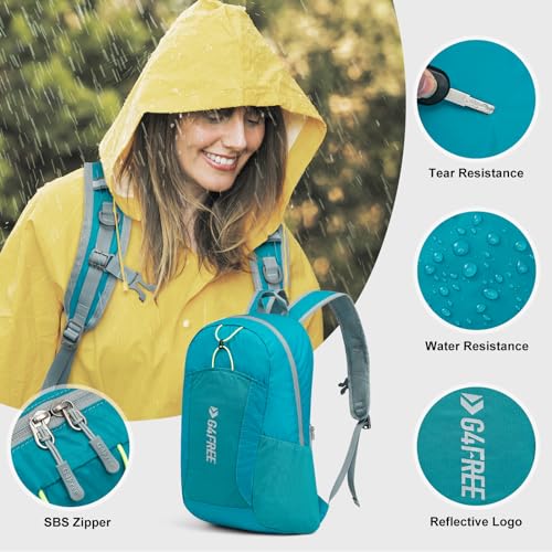 G4Free 24L Lightweight Packable Hiking Backpack Sport Travel Daypack Water Resistant for Women Men - color: Peacock Blue